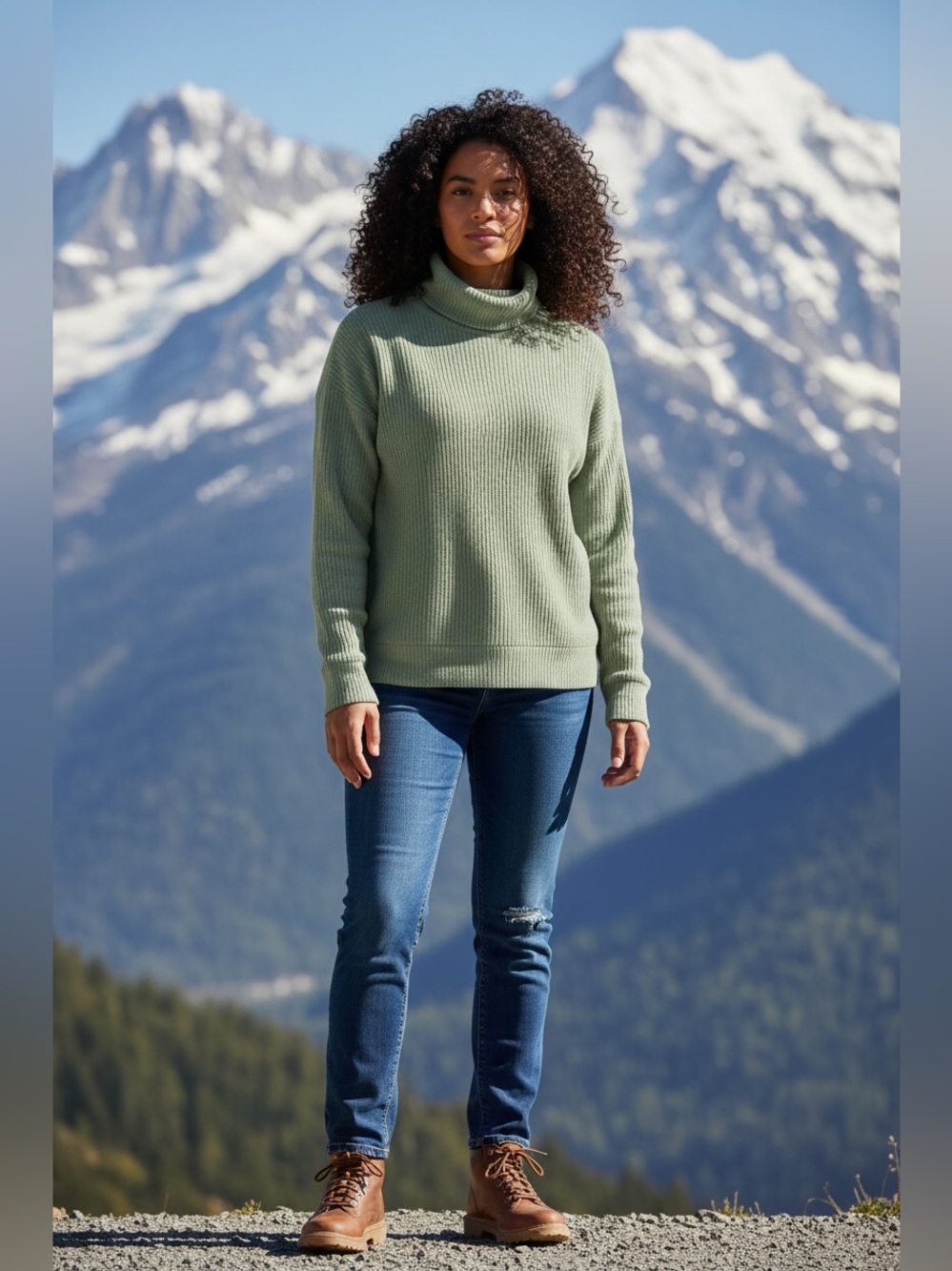 Sarah Bentley Turtleneck Ribbed Knit Sweater-EUC
